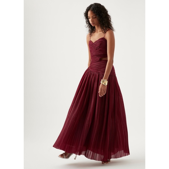 NEW Aje Laurier Wave Maxi Dress Burgundy 2 US - Picture 8 of 17